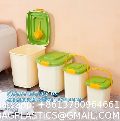 Airtight Pet Food Storage Container Combo with Scoop Treat Box for Dog Cat Bird Food, Keep Pests Out, Translucen
