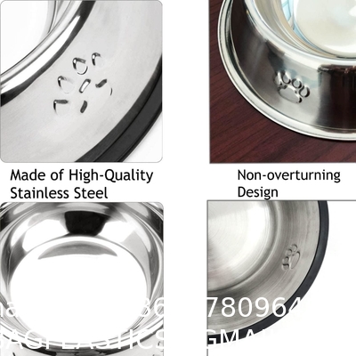 Stainless Steel Dog Bowls, Dog Feeding Bowls, Dog Plate Bowls with Rubber Base,Small Pet Feeder Water Bowls