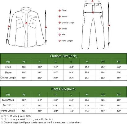 Military Uniform Suit Unisex Lightweight Military Camo Tactical Camo Hunting Combat BDU Uniform Army Suit Set