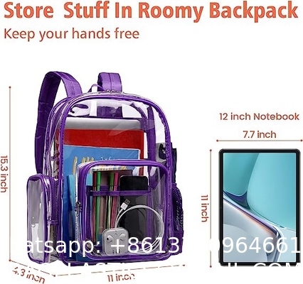 Clear Backpack Heavy Duty - Large Clear Backpacks For School PVC Transparent Bookbag For Students Work Stadium Travel