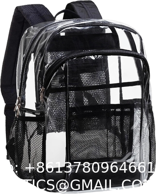 Clear Backpack Heavy Duty - Clear Book Bag with Multi-pockets Large See Through Backpack for College Workplace - Black