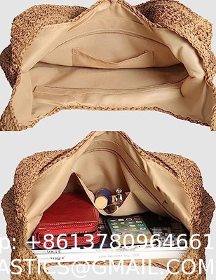 Woven Tote Bag for Women Large Straw Bags Summer Beach Hand-woven Shoulder Bag Boho Rattan Handbag