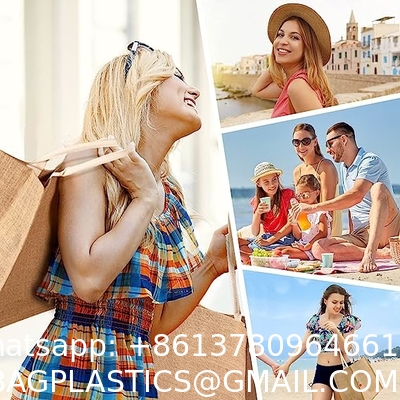 Beach Bag, Large Beach Bag For Women, Woven Straw Beach Tote Bag Waterproof, Weaving Swim Gym Shopping Travel Bag