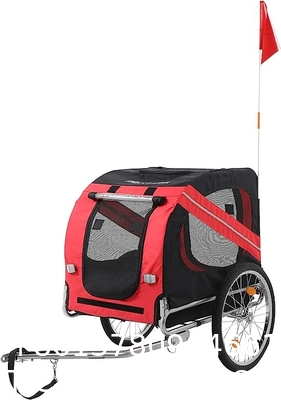 Dog Bike Trailer, Folding Pet Dog Trailer Cart for Bicycle, Bike Cargo Wagon Carrier w/Universal Hitch & 20" Wheel