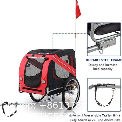 Dog Bike Trailer, Folding Pet Dog Trailer Cart for Bicycle, Bike Cargo Wagon Carrier w/Universal Hitch & 20" Wheel