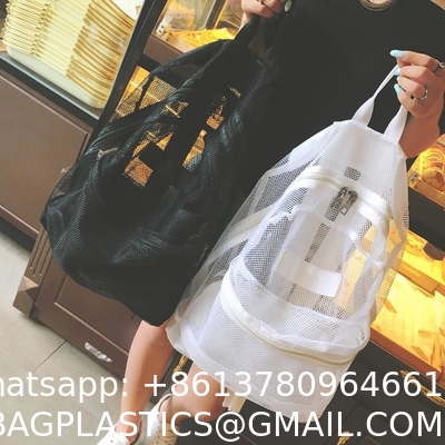 Summer New Backpack Nylon Mesh Transparent Letter Bag Trendy Women'S Bag Travel Bag Casual Student Bag
