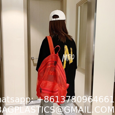 Summer New Backpack Nylon Mesh Transparent Letter Bag Trendy Women'S Bag Travel Bag Casual Student Bag