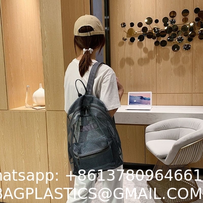 Summer New Backpack Nylon Mesh Transparent Letter Bag Trendy Women'S Bag Travel Bag Casual Student Bag