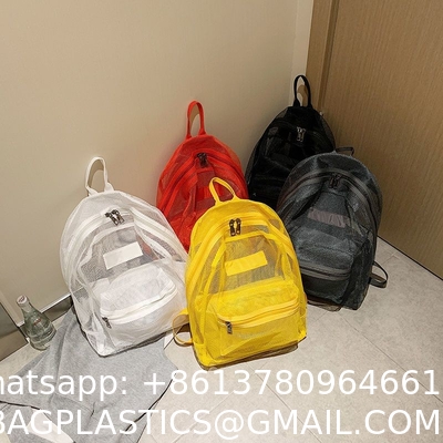 Summer New Backpack Nylon Mesh Transparent Letter Bag Trendy Women'S Bag Travel Bag Casual Student Bag
