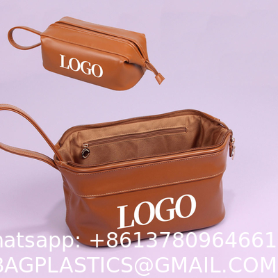 Customized New Arrival Luxury Portable Pu Large White Leather Travel Toiletry Storage Makeup Cosmetic Bags With Logo