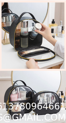New Style Customization 3pcs/Set Luxury Designer Pvc Clear Cosmetic Bags Black Travel Makeup Pouch Bag With Logo
