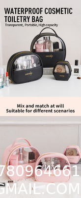New Style Customization 3pcs/Set Luxury Designer Pvc Clear Cosmetic Bags Black Travel Makeup Pouch Bag With Logo