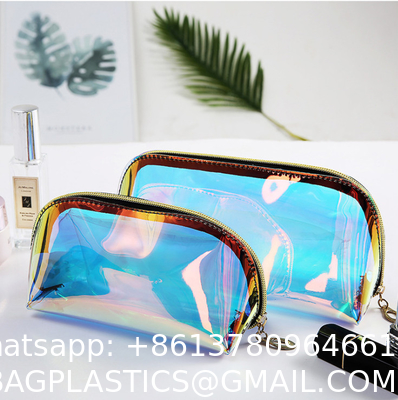 Biodegradable Traincase Travel Artist Women'S Holographic Cosmetic Bags For Makeup Branded Dropshipping Customisable