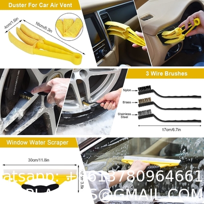 Car Cleaning Tools Kit, Car Detailing Kit, Car Detailing Brush Set with Carry Bag, Auto Drill Brush Car Wash Kit