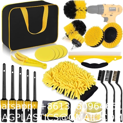 Car Cleaning Tools Kit, Car Detailing Kit, Car Detailing Brush Set with Carry Bag, Auto Drill Brush Car Wash Kit