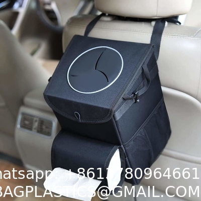Auto Accessories Car Garbage Can with Car Liner Removable Storage Bag and Wet Tissue Holder 100% Leak-Proof