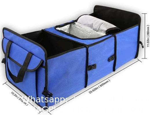 Car Trunk Organizer with Cooler Bag for Hot/Cold Food While Traveling Shopping Camping, Collapsible Auto Trunk Storage