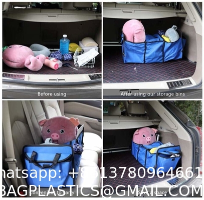 Car Trunk Organizer with Cooler Bag for Hot/Cold Food While Traveling Shopping Camping, Collapsible Auto Trunk Storage