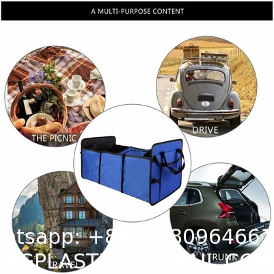 Car Trunk Organizer with Cooler Bag for Hot/Cold Food While Traveling Shopping Camping, Collapsible Auto Trunk Storage