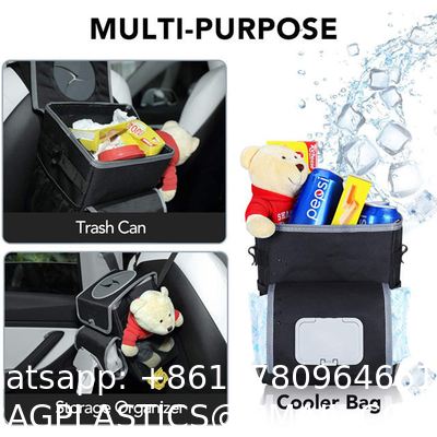 Custom Wholesale Portable Cheap Waterproof 100% Leak Proof Car Trash Can With Lid And Storage Pockets