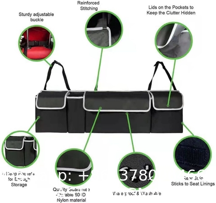 Premier SUV Truck 4 Pockets 2 Mesh Pouches Car Trunk Hanging Back Seat Storage Bag Organizer