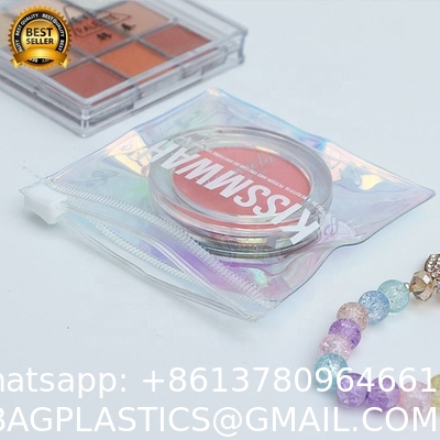 Luxury Custom Size Rings EARRINGS Packaging Mini Pouch Laser Colorful PVC Zipper Hologram Clear Plastic Jewelry Bag