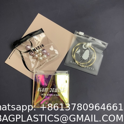 Luxury Custom Size Rings EARRINGS Packaging Mini Pouch Laser Colorful PVC Zipper Hologram Clear Plastic Jewelry Bag