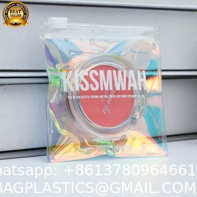 Luxury Custom Size Rings EARRINGS Packaging Mini Pouch Laser Colorful PVC Zipper Hologram Clear Plastic Jewelry Bag