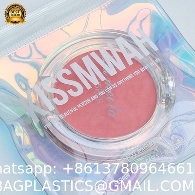 Luxury Custom Size Rings EARRINGS Packaging Mini Pouch Laser Colorful PVC Zipper Hologram Clear Plastic Jewelry Bag