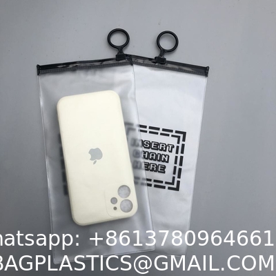 High Quality Custom Black Frosted Pvc Phone Case Slider Zip Lock Pouch Clothing Packaging Zipper Bag With Your Logo