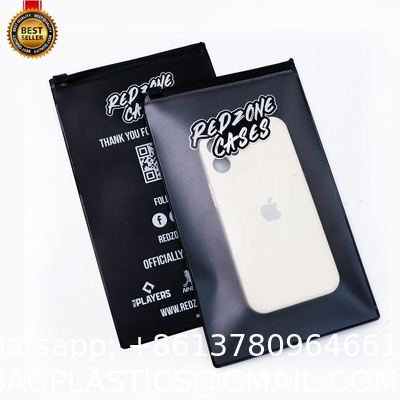 High Quality Custom Black Frosted Pvc Phone Case Slider Zip Lock Pouch Clothing Packaging Zipper Bag With Your Logo