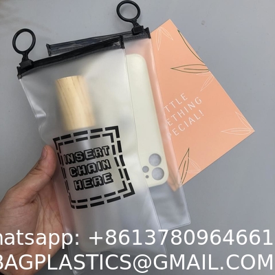 High Quality Custom Black Frosted Pvc Phone Case Slider Zip Lock Pouch Clothing Packaging Zipper Bag With Your Logo