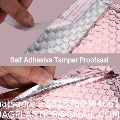 Custom Logo Air Padded Envelopes Metallic Rose Gold Foil Bubble Mailer Bag For Cosmetics