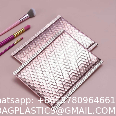 Custom Logo Air Padded Envelopes Metallic Rose Gold Foil Bubble Mailer Bag For Cosmetics
