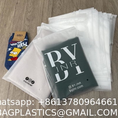 Wholesale Custom Logo Frosted Plastic Bag Clothes Zip Lock Self Sealing Bag Clothing Packaging Frosted Zipper Bags