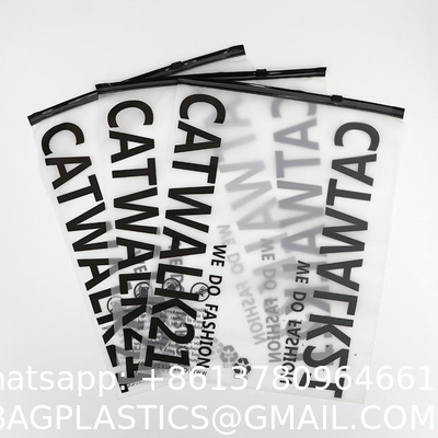 Custom Printed Waterproof Black Frosted Ziplock Garment Bag, Pla Clothing Bags With Private Label Logo Full Printing