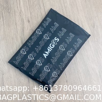 Custom Printed Waterproof Black Frosted Ziplock Garment Bag, Pla Clothing Bags With Private Label Logo Full Printing