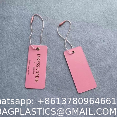 Gold Foil Printed Hangtag High Quality Custom Paper Brand Apparel Product Tags, Logo Pink Tag String Clothing Hangtag