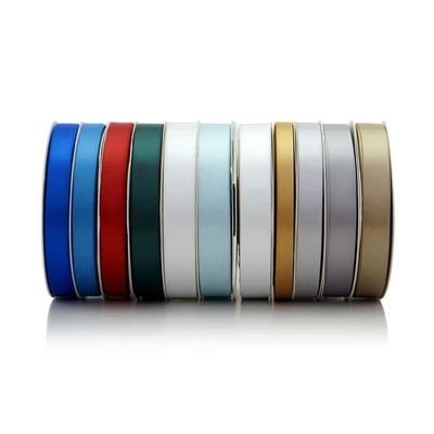 Luxury Gift Wrapping Customized 3D Gold Foil Embossed Printed With Logo Custom Satin Ribbon