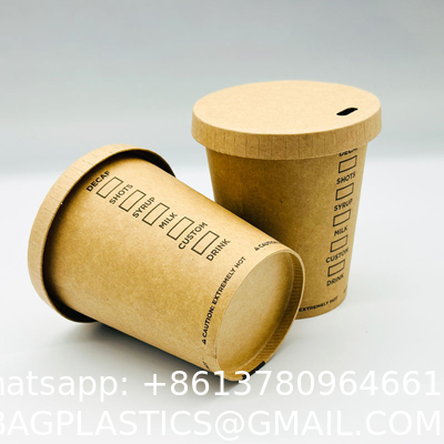 Disposable Kraft Paper Coffee Cup Double Wall Single Wall Salad Bowl With Lid Ice Cream Biodegradable Coffee