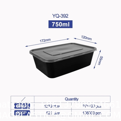 Disposable Microwave Safe PP Injection Restaurant Take Away Container Camping Food Container Meal Bento Box With Lid