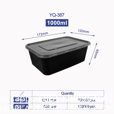 Disposable Microwave Safe PP Injection Restaurant Take Away Container Camping Food Container Meal Bento Box With Lid