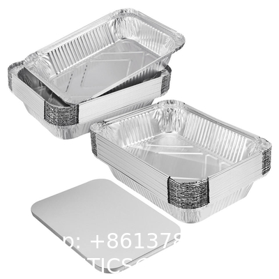 Hotsale Food Grade Custom Logo Rectangle Aluminum Takeaway Foil Food Containers Silver Foil Baking Pan/Trays