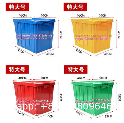 Cargo Transport Plastic Box, Collapsible 35 Liter Heavy Duty Storage Bin / Foldable & Stackable Utility Crate With Attached lockable Lid