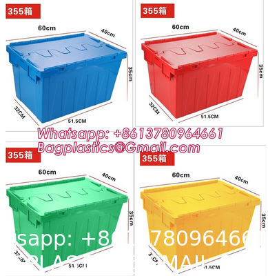Cargo Transport Plastic Box, Collapsible 35 Liter Heavy Duty Storage Bin / Foldable & Stackable Utility Crate With Attached lockable Lid