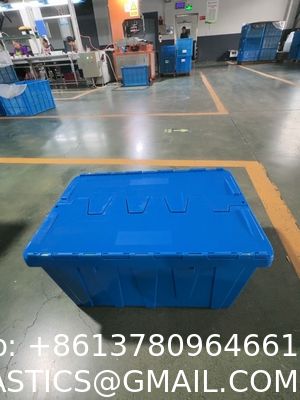 Trailer, Storage Container, Nesting and Stackable Plastic Storage Box with Lid Attached, Clear Tote for Garages, Closets, and Moving