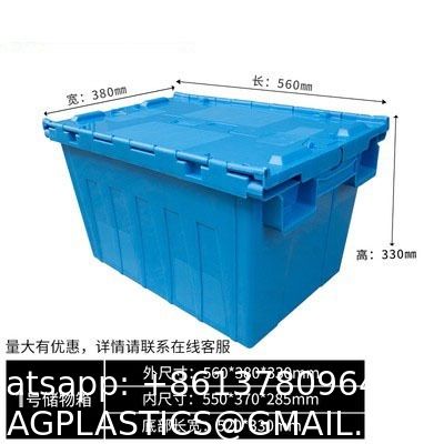 Large Size Distribution Container With Hinged Lid Storage Bins Plastic Stackable Large Plastic Attached Lid Container