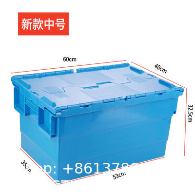 Heavy Duty Plastic Moving Boxes Attached Lid Containers Industrial Folding Tote Box For Warehouse Nestable Moving Crates Stackable Storage Attached Lid Tote Plastic Storage Bins With Lids