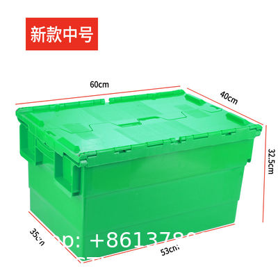 Heavy Duty Plastic Moving Boxes Attached Lid Containers Industrial Folding Tote Box For Warehouse Nestable Moving Crates Stackable Storage Attached Lid Tote Plastic Storage Bins With Lids