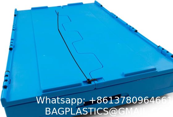 Storage Tote Distribution Container With Hinged Attached Lid Industrial Plastic Stackable Storage KeepBox Tote Container